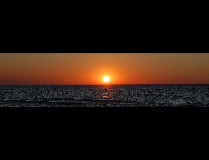 Sunset, aurinko, Sea, Panorama