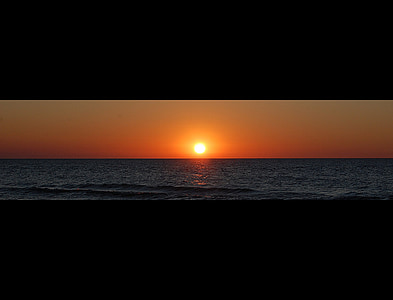 zonsondergang, de zon, zee, Panorama
