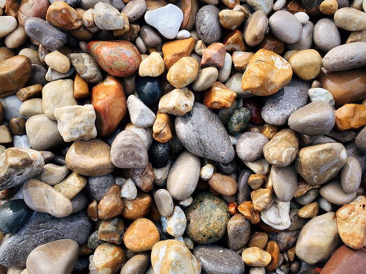 stones, rocks, beach, shore, nature, pebble, full frame
