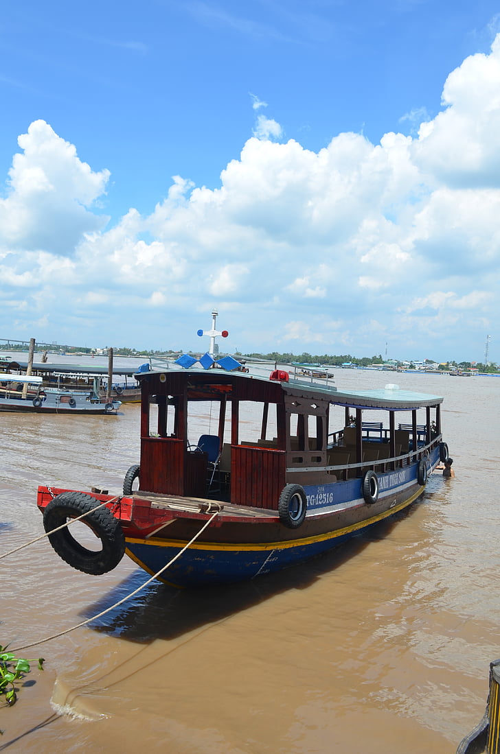 Mekong, båt, elven, reise, ferge, skipet, Vietnam