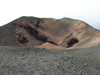 krater, wulkan, Etna, popiół, żużel
