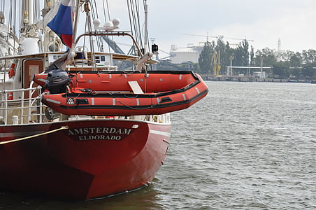 Šola ladjo, rešilni čoln, reka, pristanišča, Marina, Poljska, Świnoujście