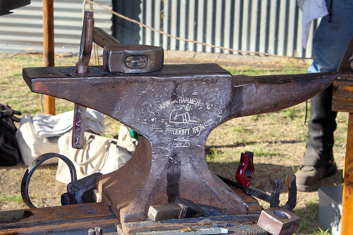 anvil, blacksmith, arm hammer, wrought iron, antique, metal, work