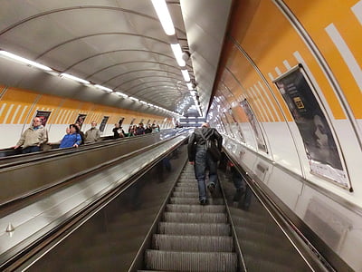 Prague, metro, eskalators