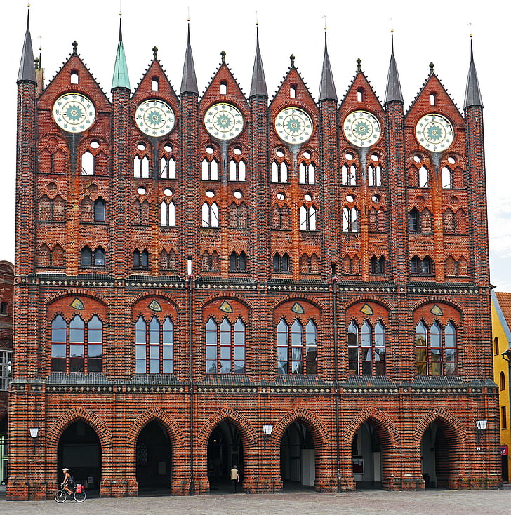 Stralsund, Balai kota, Gable, pasar, Liga Hanseatic, batu bata, klinker