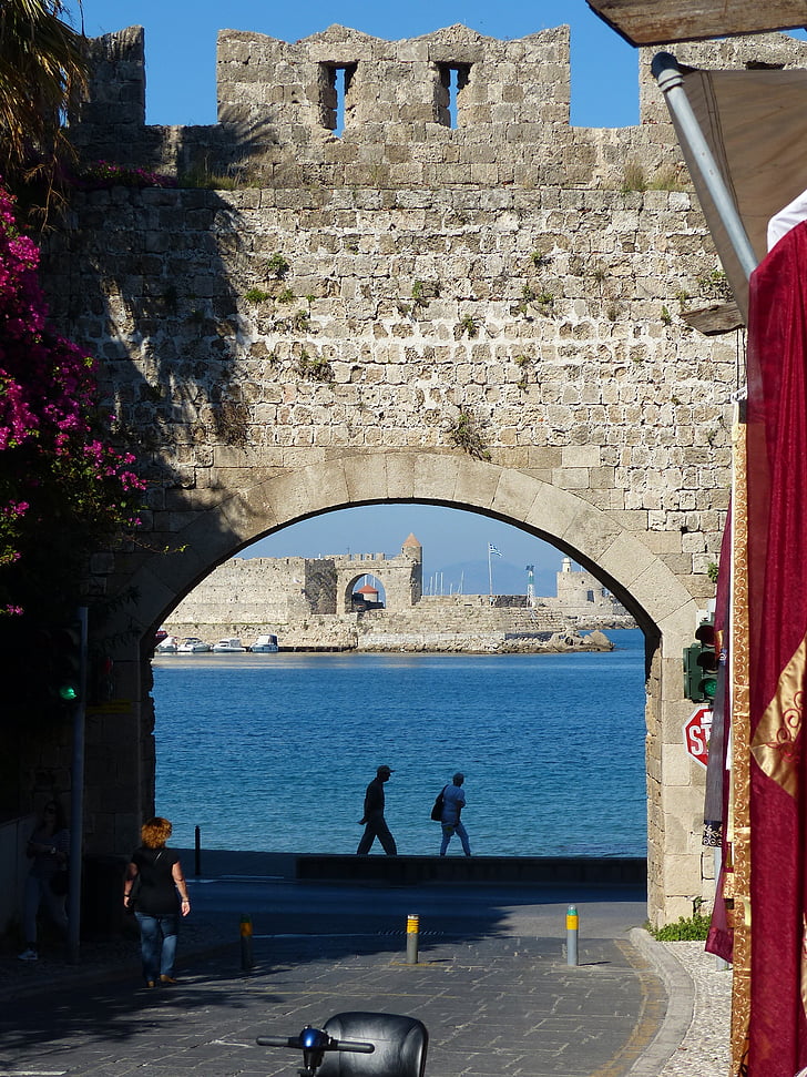 Grækenland, Rhodes, port, bygning, havet, arkitektur, turisme