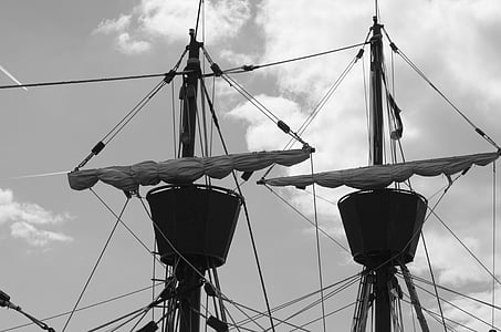 gamla riggar, segling, rep, segelbåt, båt, navigering, vatten