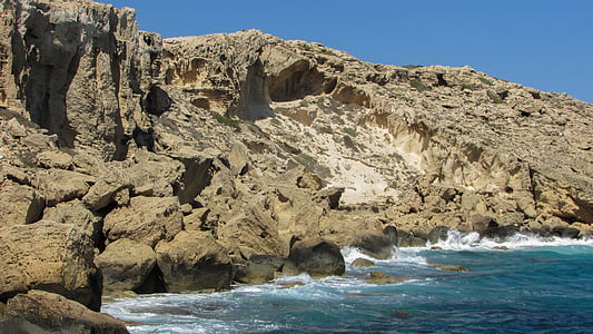 Kipras, Cavo greko, kraštovaizdžio, Rokas, jūra, pakrantė, uolų