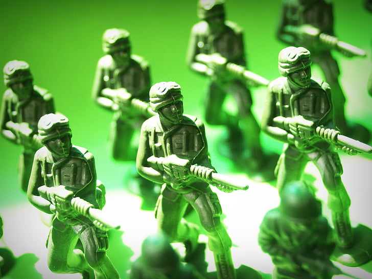 mänguasi, sõdur, plastikust, tegevus, sõda, roheline, valvur