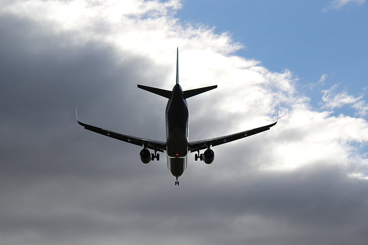 samolot, latać, chmury, cień, lotu, samolot, komercyjnego samolotu