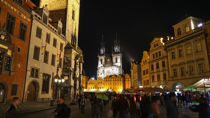 Praga, notte, città vecchia, patrimonio