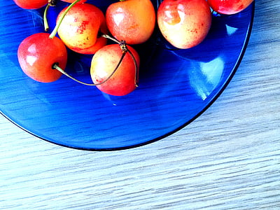 樱桃, 水果, 板, 新鲜, 健康, 浆果, 新鲜水果