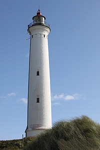 lighthouse, north sea, coast, denmark, beach, sea, dune