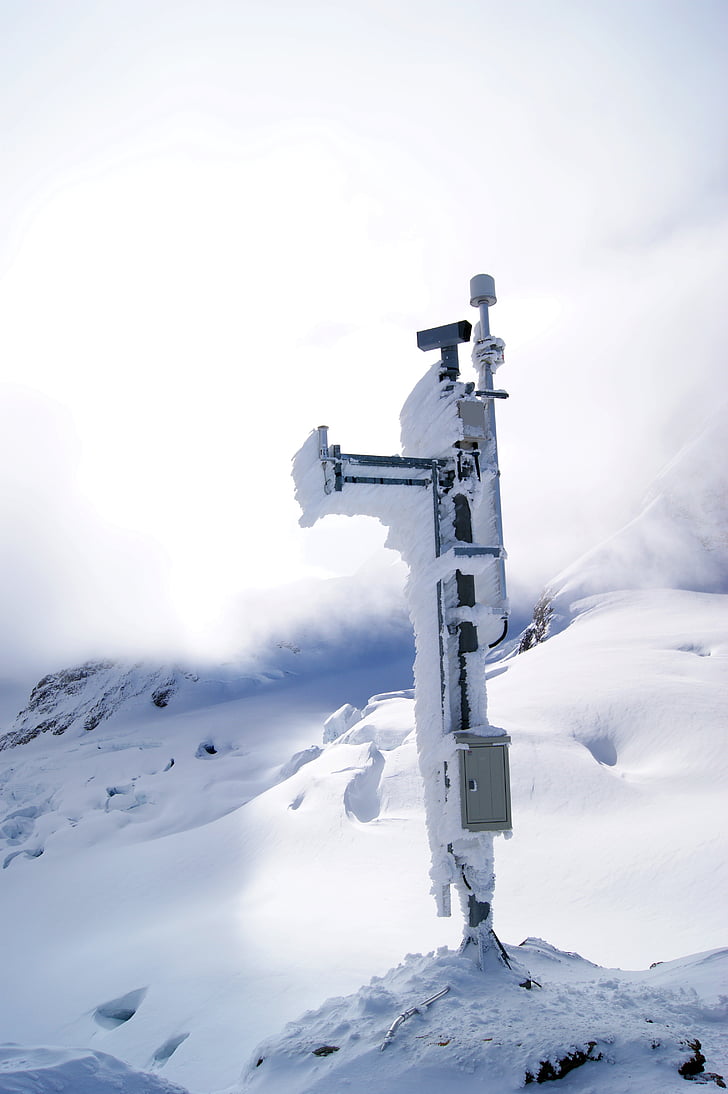 mobil telefon masten, Jungfraujoch, bjerge, snelandskab, sne, vinter, kolde
