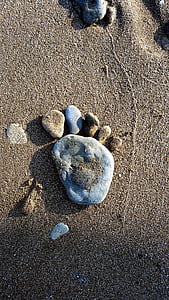 akmeņi, pludmale, Itālija, kājām, smilts, sastāvs, jūra