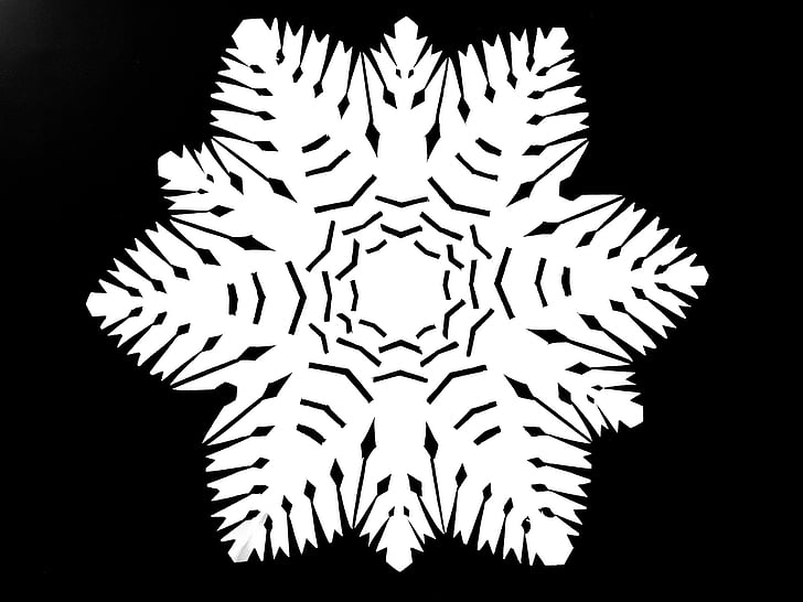 paper cut, silhouette, snowflake, black and white