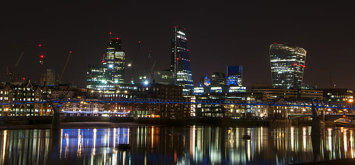 Thames, noc, Londyn, Miasto, Architektura, Rzeka, punkt orientacyjny