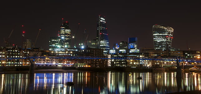 Thames, yö, Lontoo, City, arkkitehtuuri, River, Maamerkki