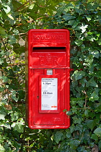 post-boks, postkassen, postkasse, landlig, eføy, rød, blader