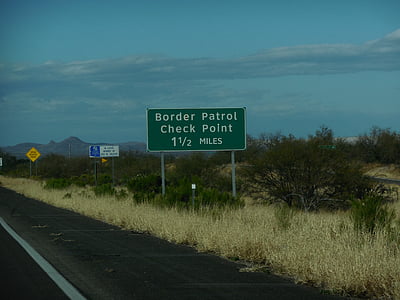 Amerika Serikat, patroli perbatasan, Check point, tanda, militer, INS, Interstate 19