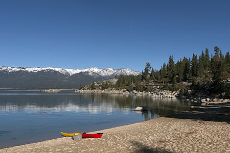 Lake tahoe, kayak, Playa, agua, naturaleza, Scenic, paisaje