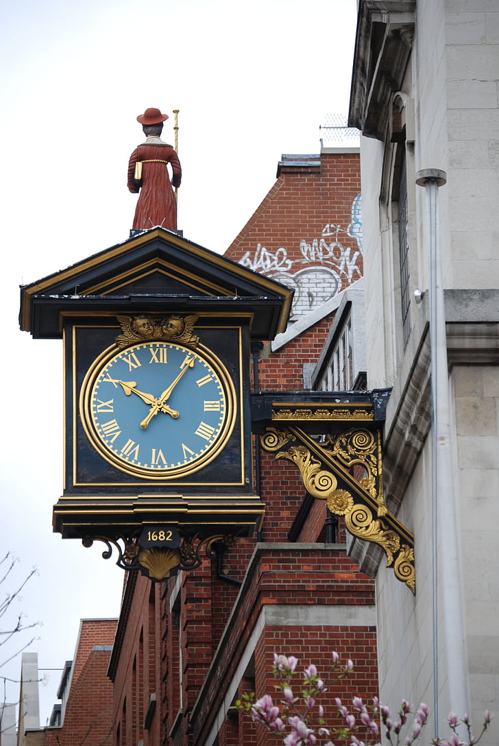 rellotge, temps, ornamentals, daurats, vell, mobles, arquitectura