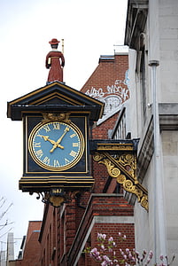 óra, idő, díszes, aranyozott, régi, antik, építészet