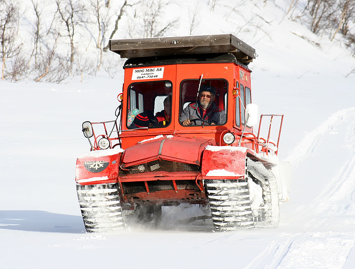 winter, snow cat, mountain, transport, snow, snowmobile