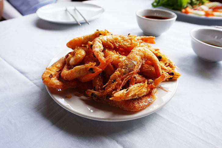 camarão, Vietname, fritar, tempura de camarão, sala de jantar, comida