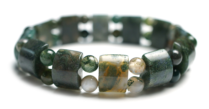 bracelet de pierre gemme agate mousse, bracelet, Stretch, GEM, Pierre, perle, bijoux