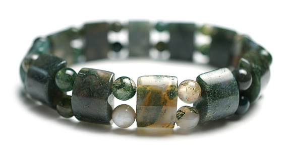 moss agate gemstone bracelet, bracelet, stretch, gem, stone, bead, jewelry