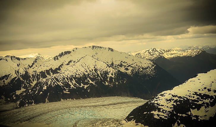 Mendenhall-glaciären, Alaska, bergen, snö, natursköna, landskap, glaciär