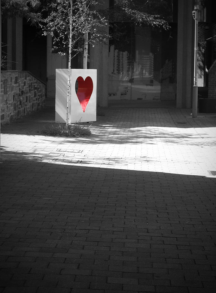 Herz, rot, schwarz / weiß, Romantik, Valentine, romantische, Symbol