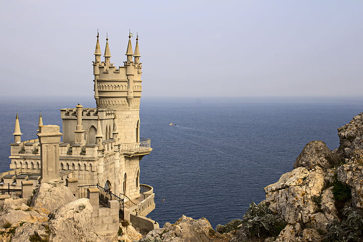 Krymas, Kregždės Lizdas, jūra, Juodosios jūros, rūmai, Jalta, akmenų