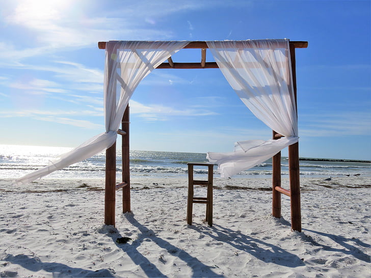 tuoktis, Vestuvės, paplūdimio vestuvių, santuokos ceremonija, jūra, paplūdimys, dangus