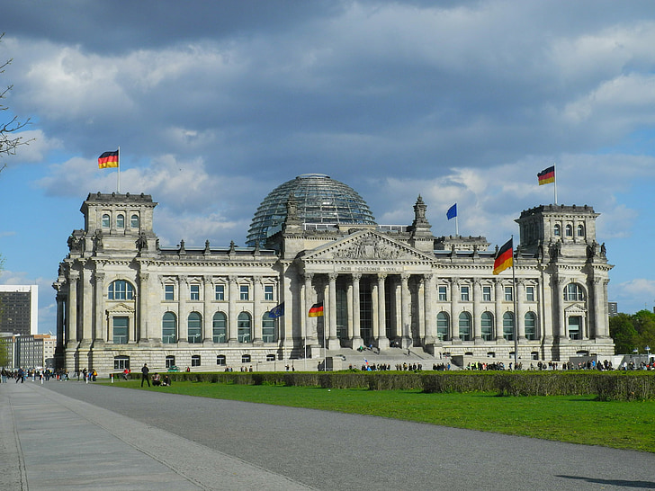 Riigipäevahoone, Berliin, Bundestagi, valitsus, Saksamaa, tumedad pilved, Esindajatekoda
