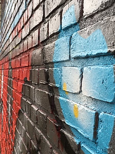 graffiti, zeď, dekorace, cihla, zdi - stavební funkce