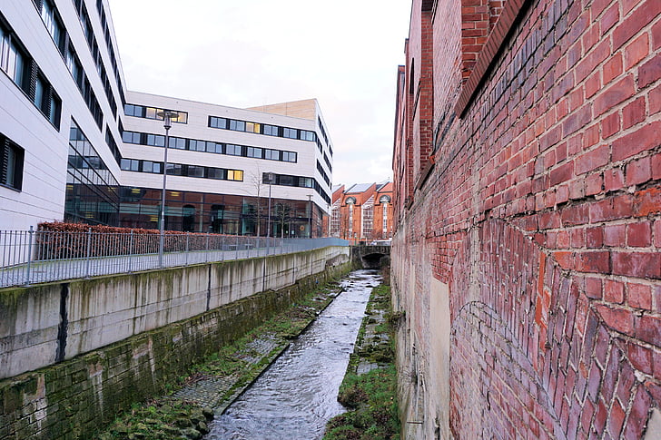 fal, épület, tégla, UNI kassel, Kassel, Egyetem, University of kassel