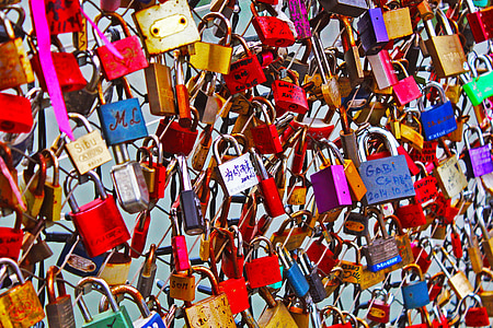 clés, serrures, pont de verrouillage d’amour, cadenas, pont, l’Europe, européenne