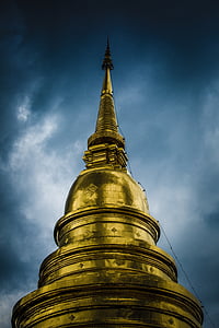 wat suan dok, pagoda, buddhism, gold colored, religion, gold, spirituality