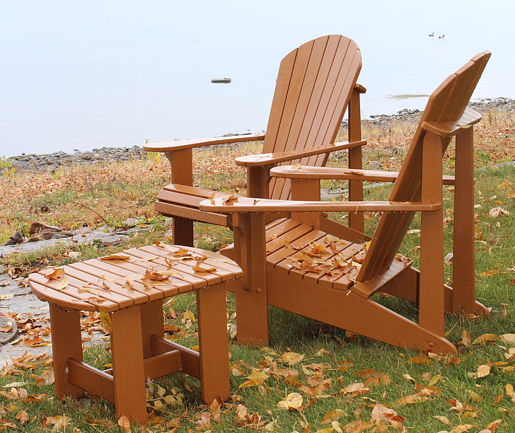 Wasser, Stuhl, Entspannung, Holz - material, Abwesenheit, Tabelle, Grass