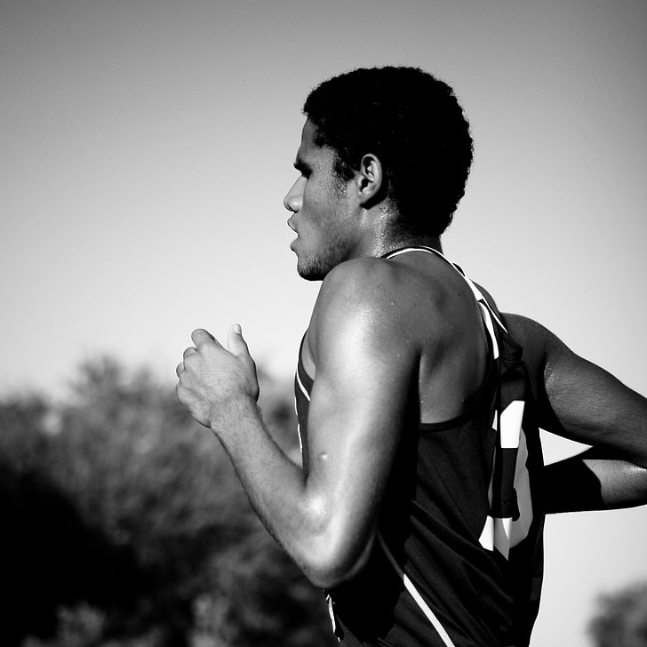 Runner, noir, remise en forme, athlète, courir, formation, Jogger