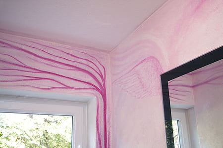 Boligindretning, vægmaleri, graffiti, stilfuld, maleri, Pink, Wing