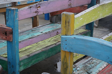 krzesło, Farba, rustykalne, malowane, drewno, Kolor