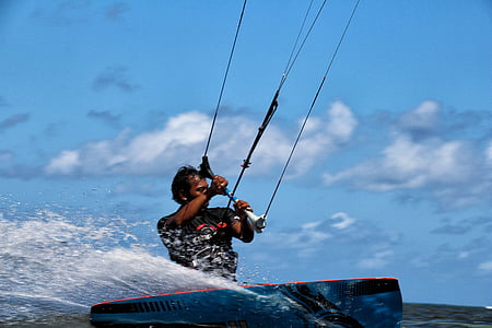 kitesurfing, Bali, Sanur, simsport, åtgärd, vind, vågor