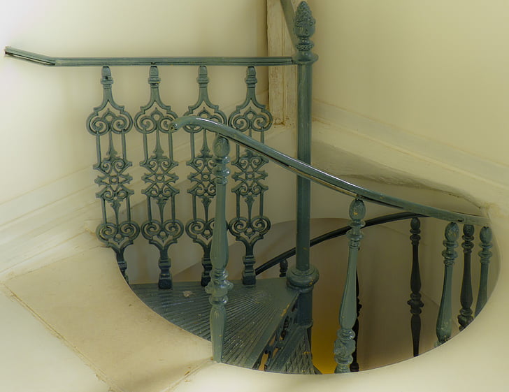 stairway, old, interior, vintage, iron, retro, home