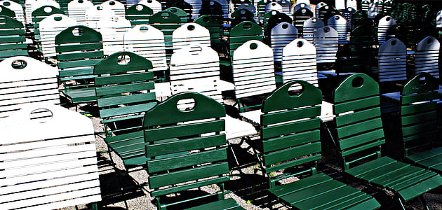 stoelen, rijen van stoelen, Zithoek, stoel serie, groen, wit, zitten