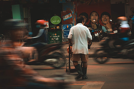 muž, Vietnam, město, smlouva, život, na ulici, bílá