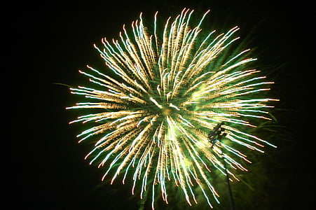 fuegos artificiales, brillante, 4 de julio, vacaciones, celebración, partido, luz