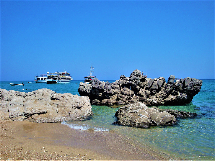 roca, Grecia, Rodas, mar Egeo, de la nave